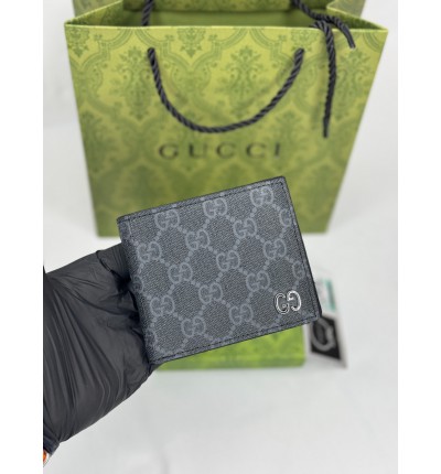 Gucci GG leather bifold wallet canvas 11x9cm