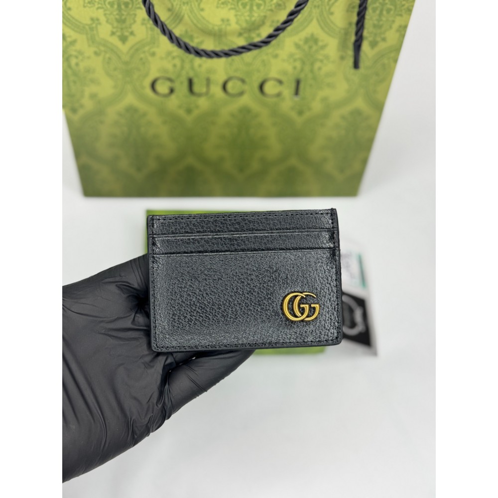 Gucci cardholder 10x7cm black leather 