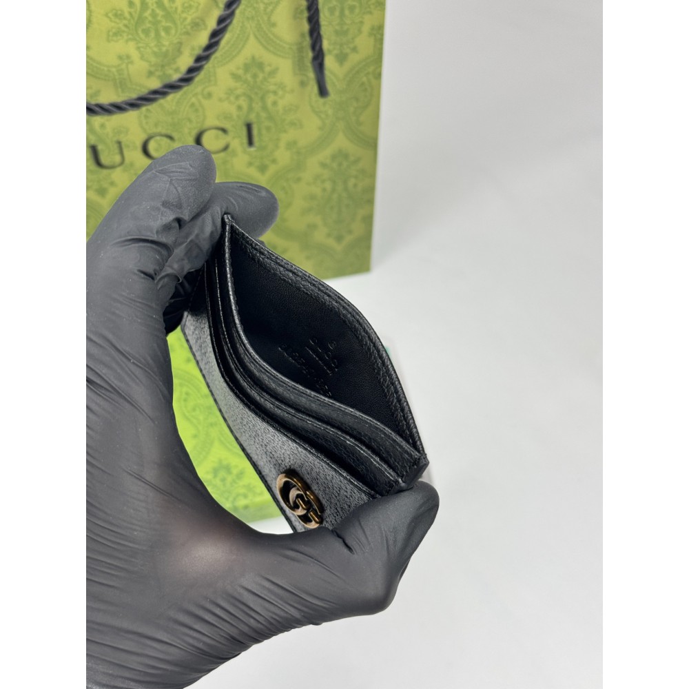 Gucci cardholder 10x7cm black leather 