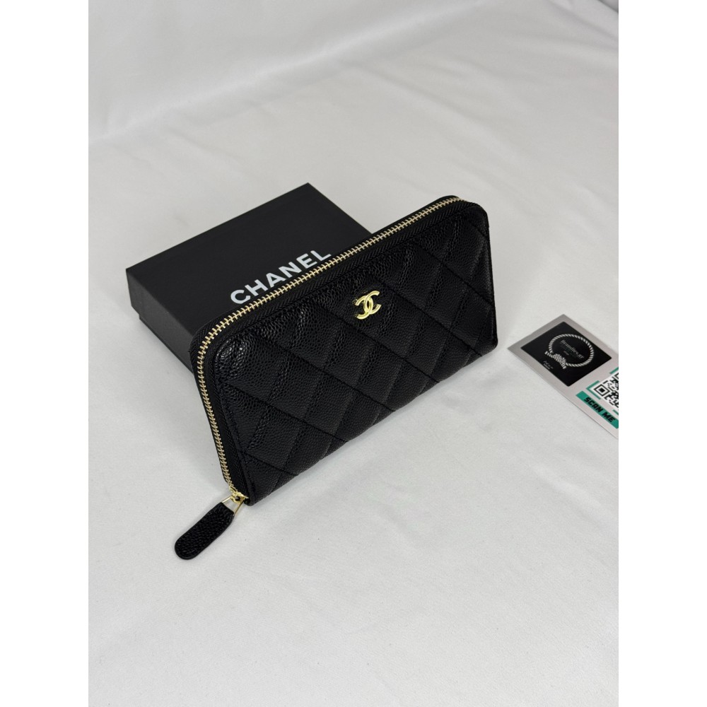 Chanel ZIPPY wallet 19x10cm leather 100% GOLD ACCESSORY Accesories