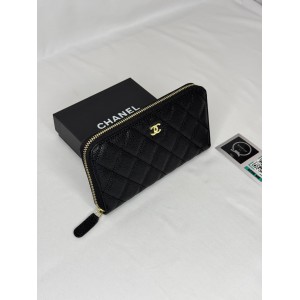 Chanel ZIPPY wallet 19x10cm leather 100% GOLD ACCESSORY Accesories