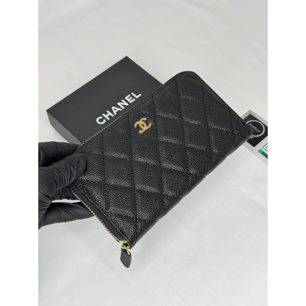 Chanel ZIPPY wallet 19x10cm leather 100% GOLD ACCESSORY Accesories