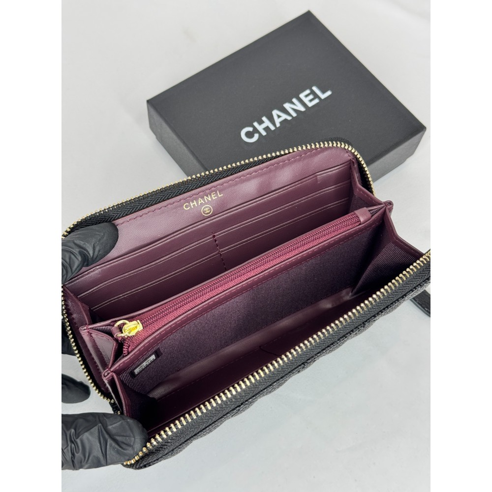 Chanel ZIPPY wallet 19x10cm leather 100% GOLD ACCESSORY Accesories