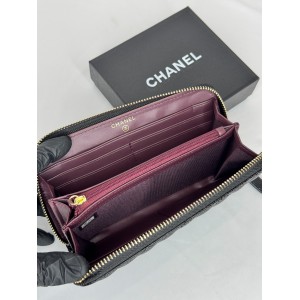 Chanel ZIPPY wallet 19x10cm leather 100% GOLD ACCESSORY Accesories