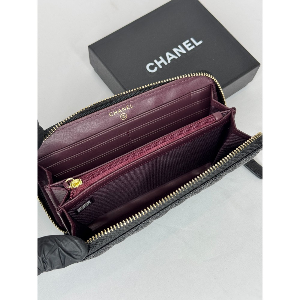 Chanel ZIPPY wallet 19x10cm leather 100% GOLD ACCESSORY Accesories