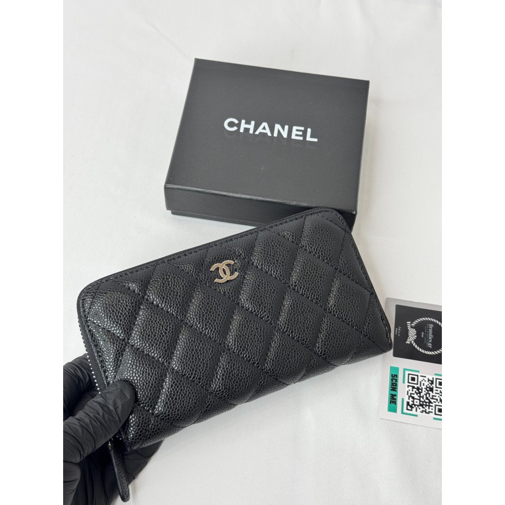 Chanel ZIPPY wallet 19x10cm leather 100% SILVER ACCESSORY Accesories