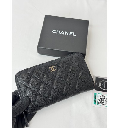 Chanel ZIPPY wallet 19x10cm leather 100% SILVER ACCESSORY
