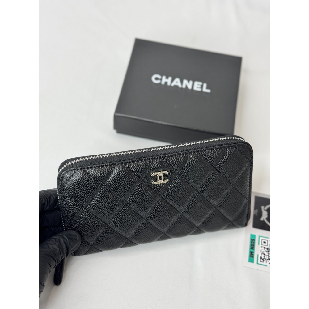 Chanel ZIPPY wallet 19x10cm leather 100% SILVER ACCESSORY Accesories