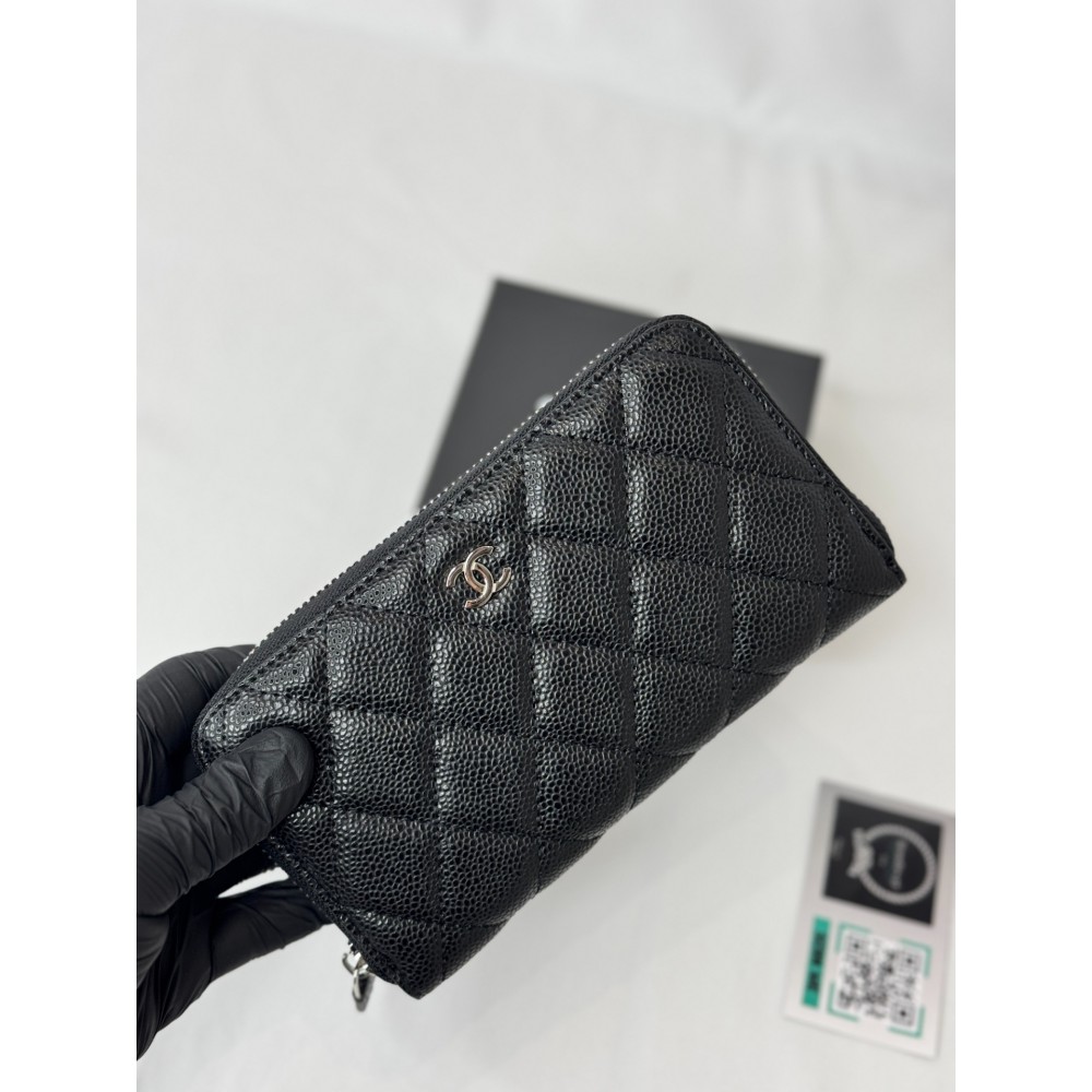 Chanel ZIPPY wallet 19x10cm leather 100% SILVER ACCESSORY Accesories