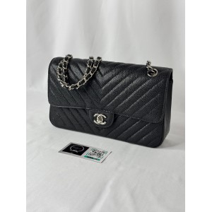 Chanel classic flap bag grained leather chevron Bags