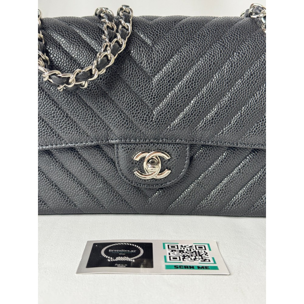 Chanel classic flap bag grained leather chevron Bags