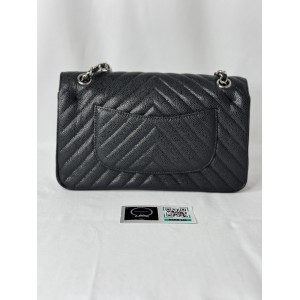 Chanel classic flap bag grained leather chevron Bags