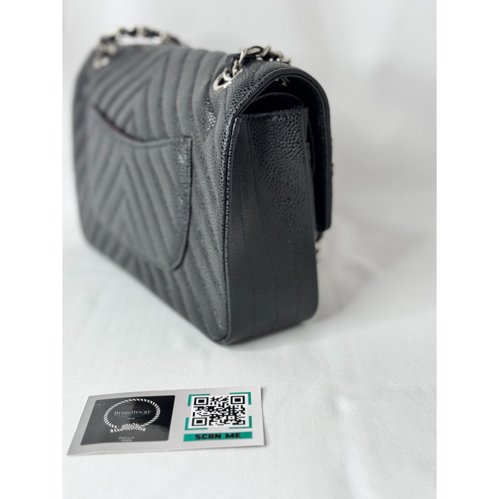 Chanel classic flap bag grained leather chevron Bags