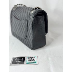 Chanel classic flap bag grained leather chevron Bags