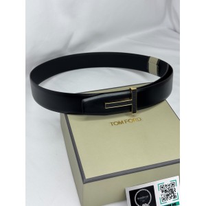 TOM FORD grained leather-plain leather reversible black belt 4cm Accesories