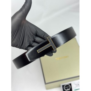 TOM FORD grained leather-plain leather reversible black belt 4cm Accesories