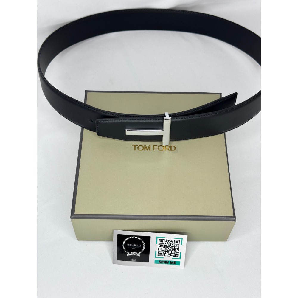 TOM FORD black silver-tone buckle belt 4cm Accesories