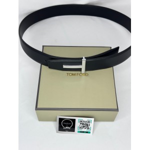 TOM FORD black silver-tone buckle belt 4cm Accesories