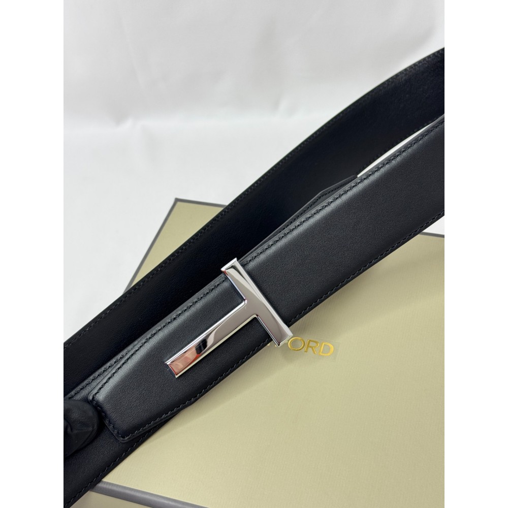 TOM FORD black silver-tone buckle belt 4cm Accesories