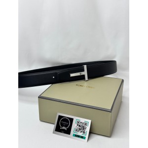 TOM FORD black silver-tone buckle belt 4cm Accesories