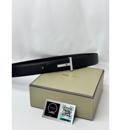 TOM FORD black silver-tone buckle belt 4cm
