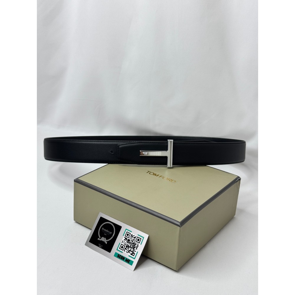 TOM FORD black silver-tone buckle belt 4cm Accesories
