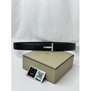 TOM FORD black silver-tone buckle belt 4cm Accesories