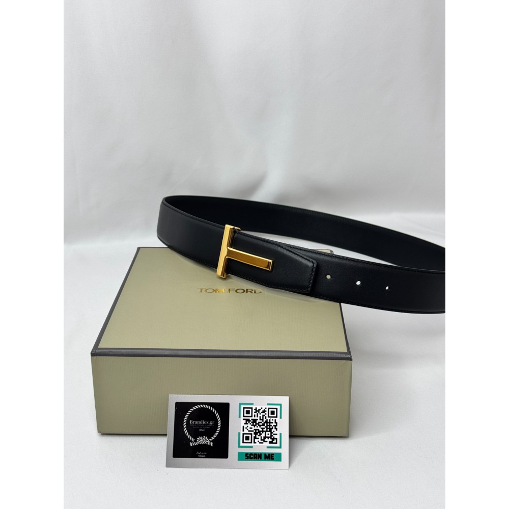 TOM FORD black gold-tone buckle belt 4cm Accesories