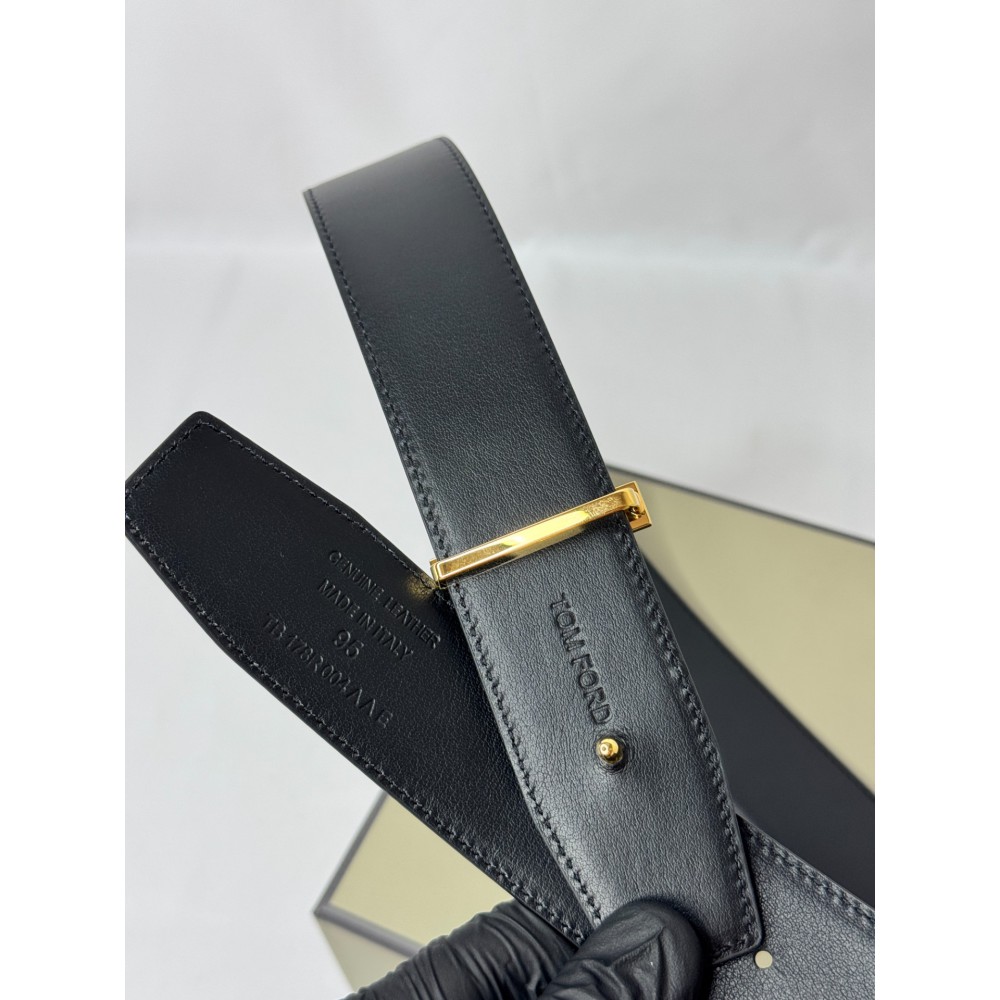 TOM FORD black gold-tone buckle belt 4cm Accesories