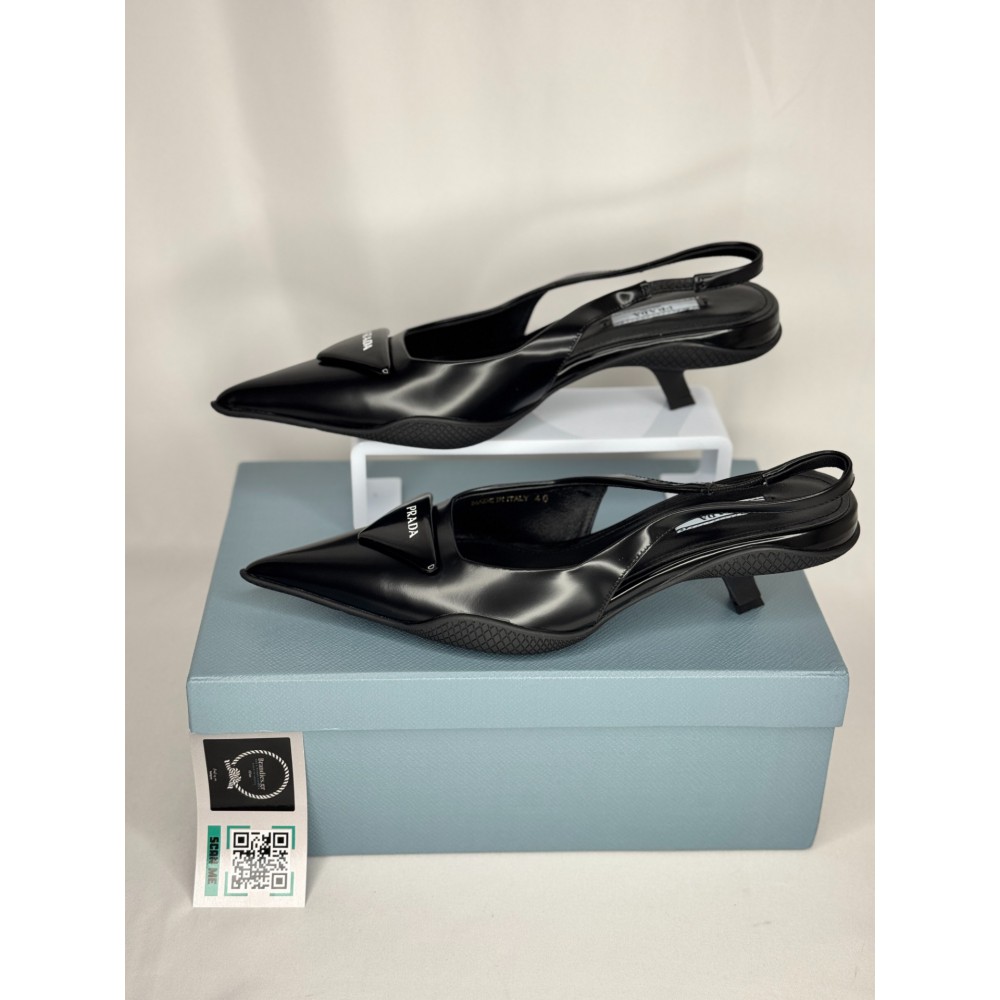 Prada brushed leather slingback pumps 3cm Shoes