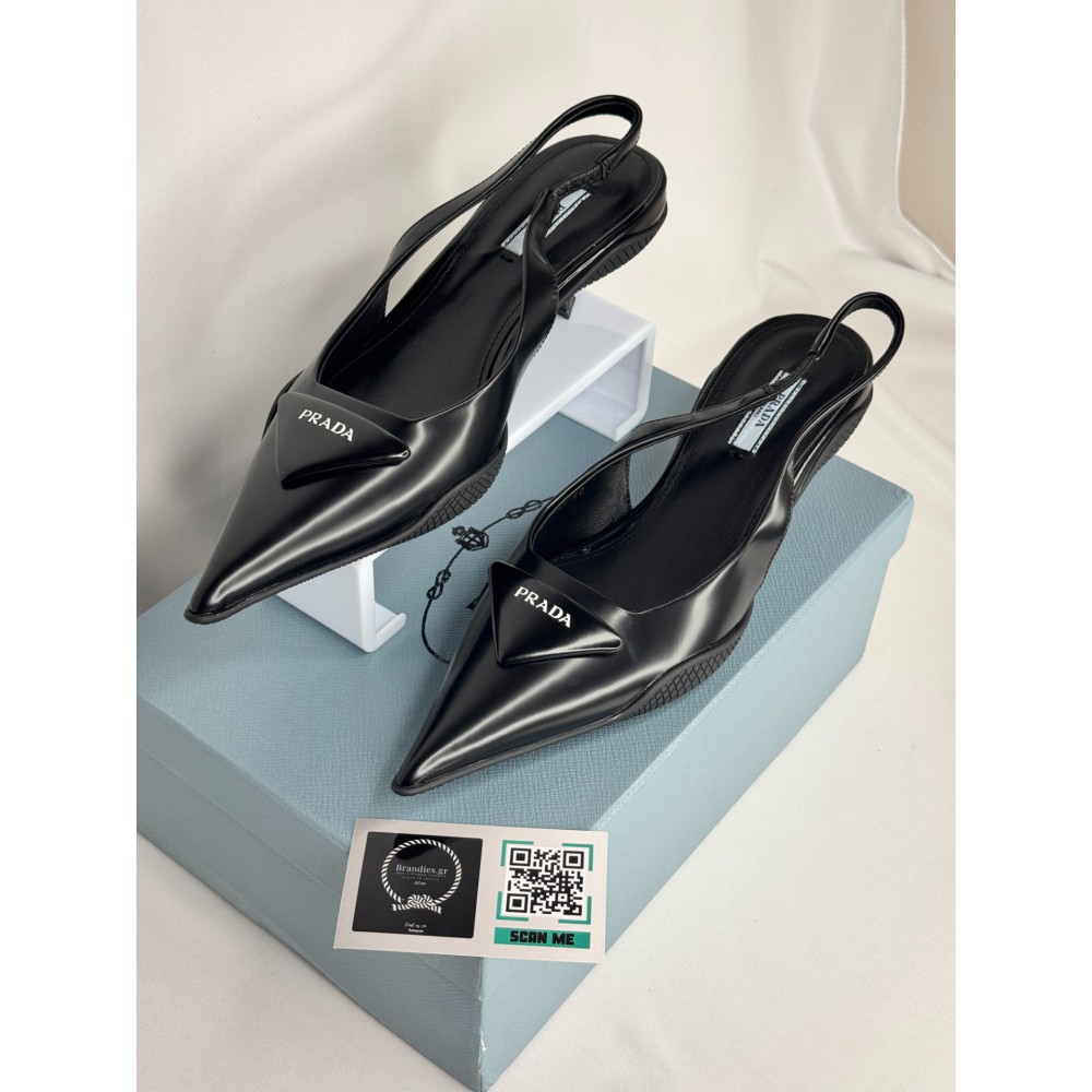 Prada brushed leather slingback pumps 3cm Shoes