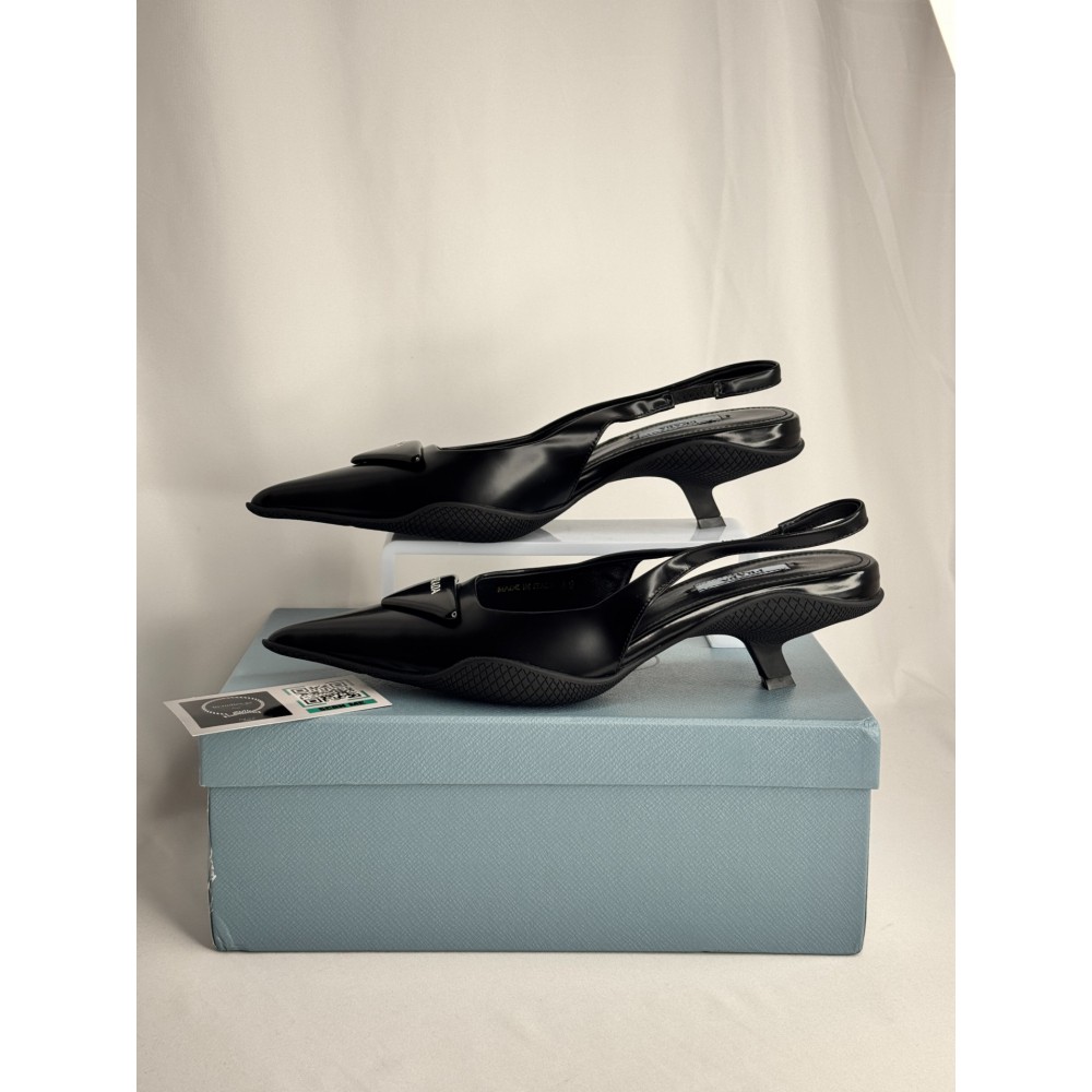 Prada brushed leather slingback pumps 3cm Shoes
