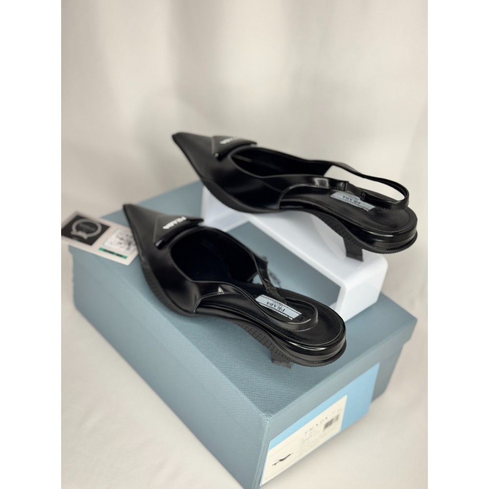 Prada brushed leather slingback pumps 3cm Shoes
