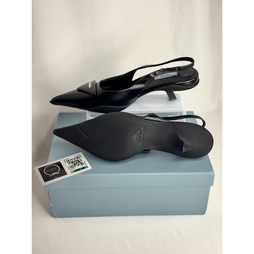 Prada brushed leather slingback pumps 3cm Shoes