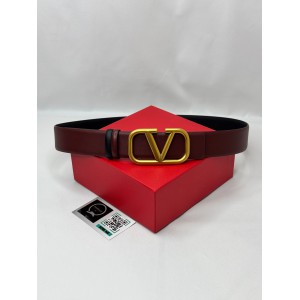 Valentino V log reversible belt burgundy-black 4cm Accesories