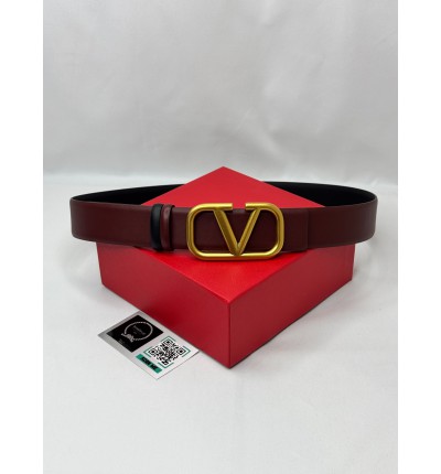 Valentino V log reversible belt burgundy-black 4cm