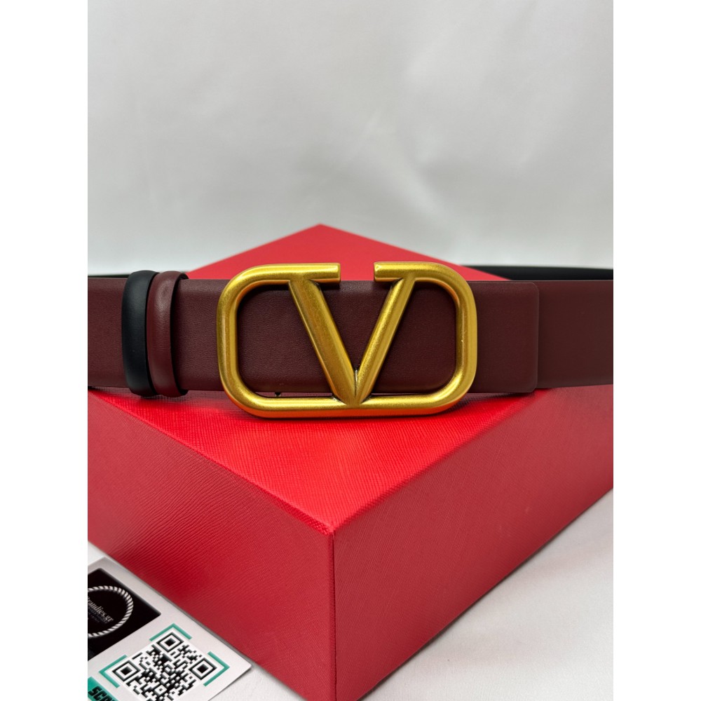 Valentino V log reversible belt burgundy-black 4cm Accesories