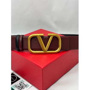 Valentino V log reversible belt burgundy-black 4cm Accesories