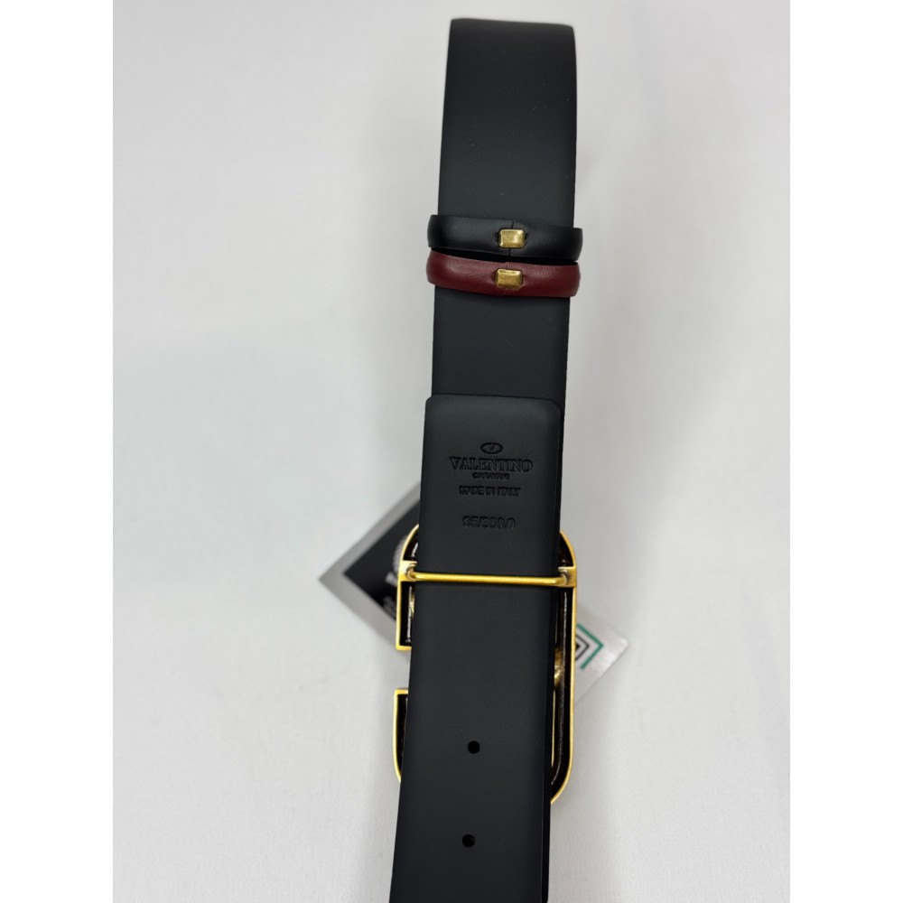 Valentino V log reversible belt burgundy-black 4cm Accesories