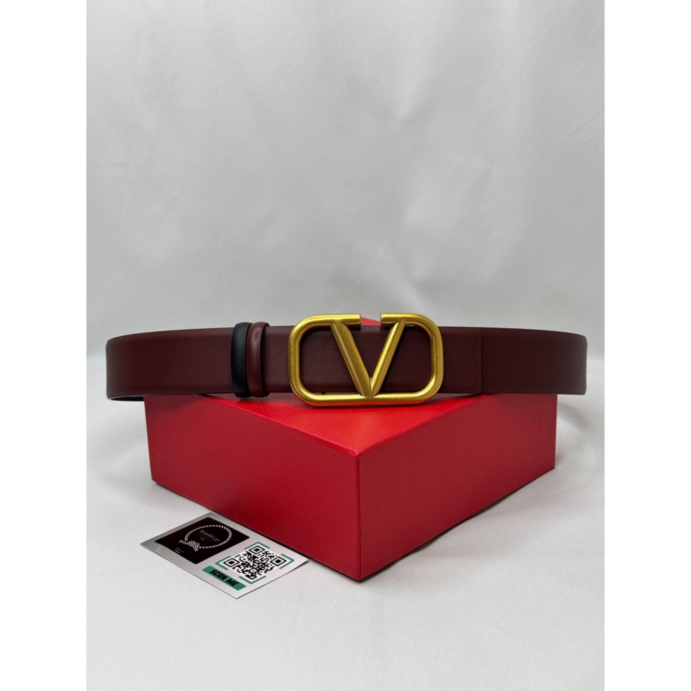 Valentino V log reversible belt burgundy-black 4cm Accesories