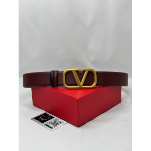 Valentino V log reversible belt burgundy-black 4cm Accesories