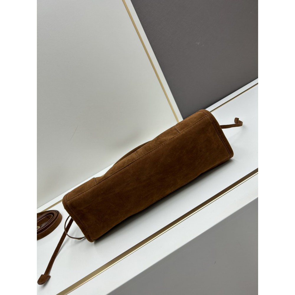 Prada cocoa brown suede medium handbag 32x15.5cm Bags