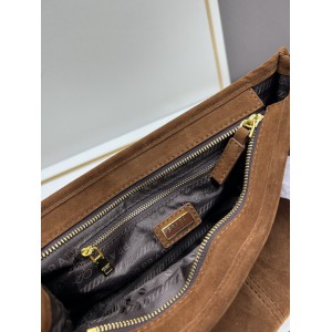Prada cocoa brown suede medium handbag 32x15.5cm Bags
