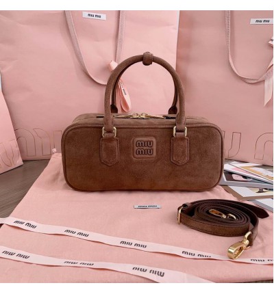 MiuMiu large Arcadie padded suede top-handle bag 27x12cm