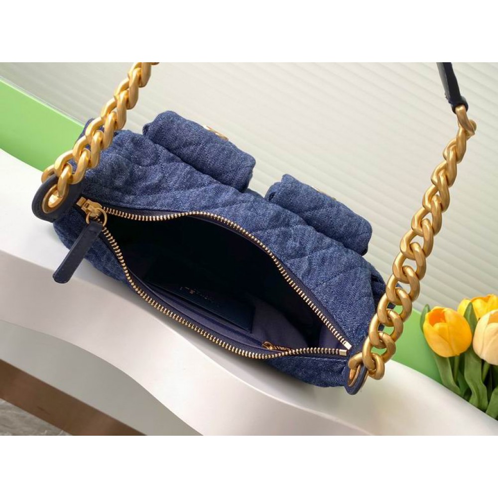 Chanel hobo large Denim & Gold-Tone Metal Blue 22x31x15cm Bags