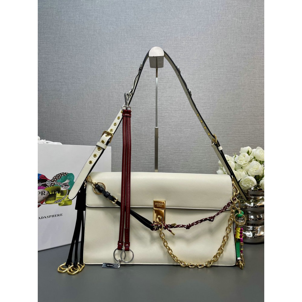 Prada Soft Sound large leather shoulder bag with charms 35x19.5x10.5cm Bags