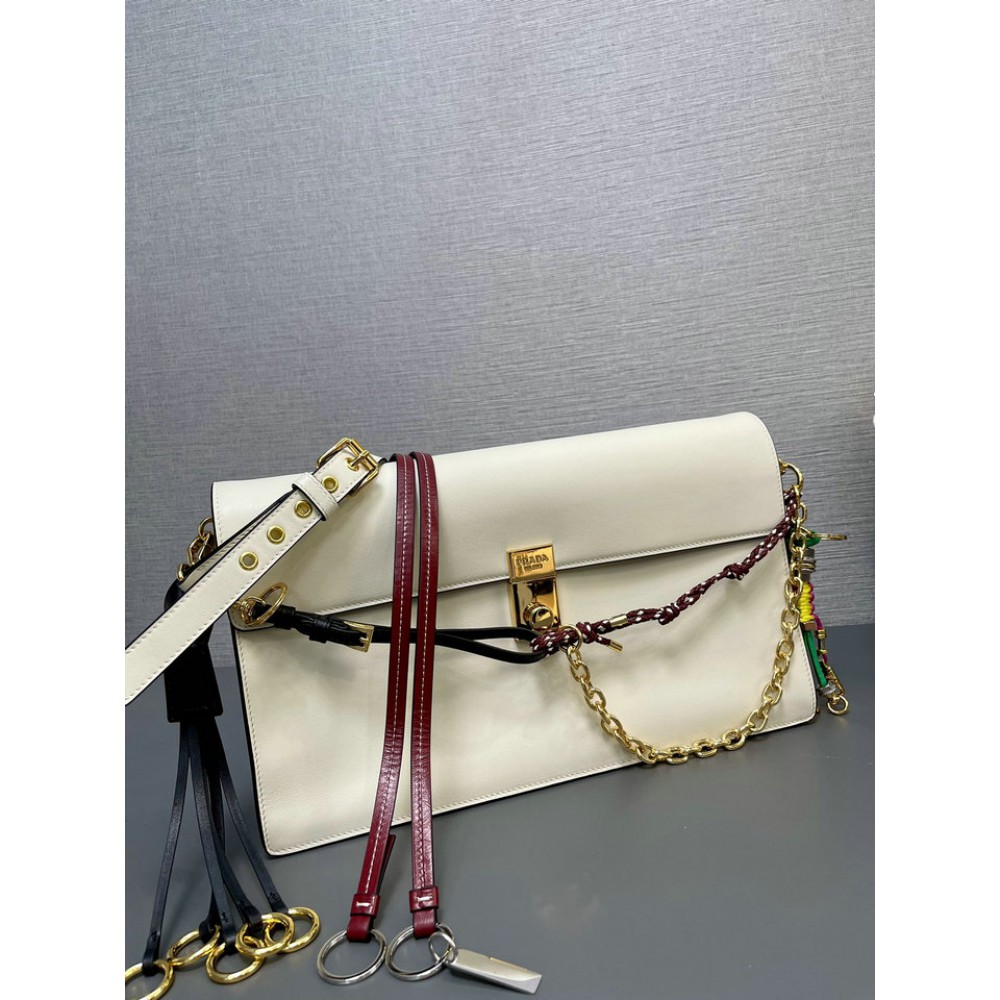 Prada Soft Sound large leather shoulder bag with charms 35x19.5x10.5cm Bags