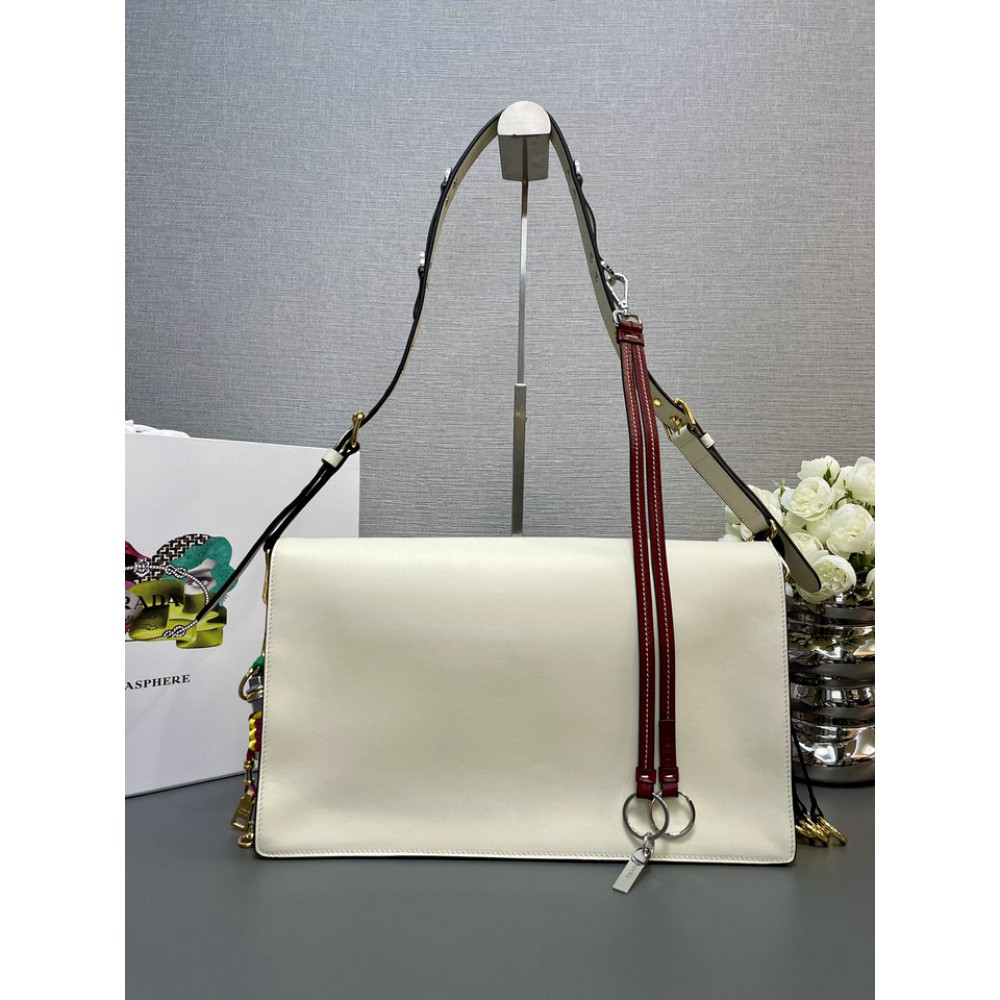 Prada Soft Sound large leather shoulder bag with charms 35x19.5x10.5cm Bags