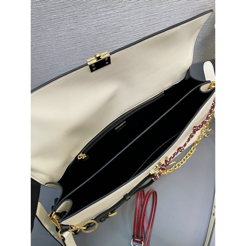 Prada Soft Sound large leather shoulder bag with charms 35x19.5x10.5cm Bags