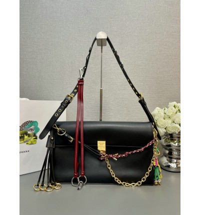 Prada Soft Sound large leather shoulder bag with charms 35x19.5x10.5cm